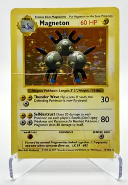 1999 Pokemon Magneton Shadowless 9/102 Holo Rare Base Set WOTC Vintage - Image 1