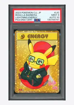 Pokemon PSA 9 AUTO 10 Lightning Energy Holo Rosa La Barbera 2023 #LIG CLL JPN - Image 1
