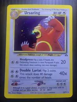 Pokemon TCG Ursaring Neo Discovery 15/75 Holo Black Star Rare Unlimited LP - Image 1
