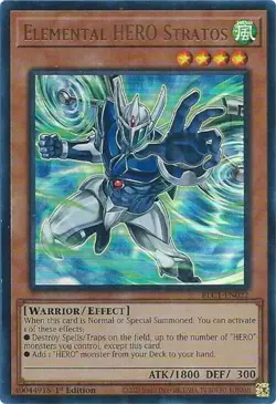 Elemental HERO Stratos (Alternate Art)-Ultra Rare - 1st Edition - BLC1-EN022 ... - Image 1