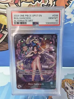 One Piece English Boa Hancock 2024 Alternate Art Leader OP07 #038 PSA 10 Gem - Image 1