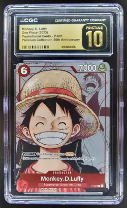 2023 ONE PIECE CCG MONKEY D. LUFFY PROMO 25TH P-001 CGC 10 PRISTINE A PT - Image 1
