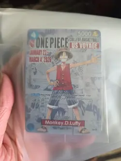 One Piece Monkey D. Luffy U.S Voyage College Basketball Card IN HAND - Image 3
