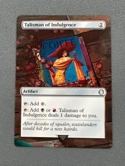 Talisman of Indulgence MTG Fallout Hand Painted Borderless Extended Altered Art - Image 1