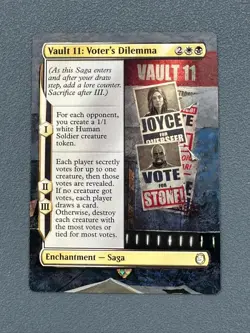 Vault 11: Voter's Dilemma MTG Fallout Hand Painted Borderless Full Altered Art v - Image 1