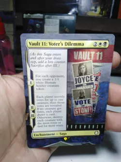 Vault 11: Voter's Dilemma MTG Fallout Hand Painted Borderless Full Altered Art v - Image 2
