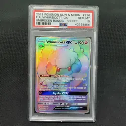 2019 Pokemon: WHIMSICOTT GX 226/214 [Secret Rare] Unbroken Bonds Gem Mint PSA 10 - Image 1