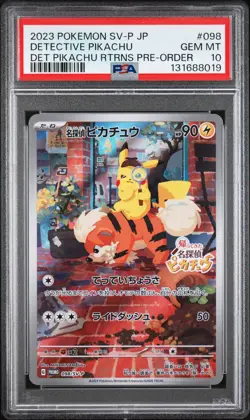2023 POKEMON JPN SV-P PROMO #098 DETECTIVE PIKACHU PSA 10 - Image 1