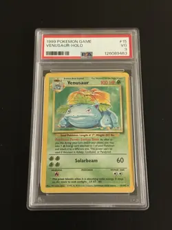 1999 POKEMON BASE SET UNLIMITED #15 VENUSAUR-HOLO PSA 3 - Image 1
