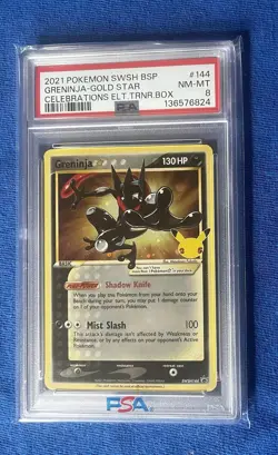 2021 Pokemon SWSH BSP Greninja Gold Star Celebrations Etb Promo NM-MT #144 PSA 8 - Image 1