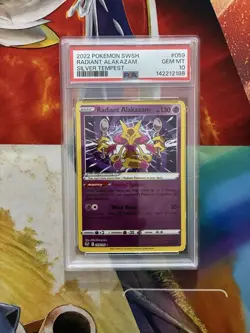 Pokemon Radiant Alakazam 059/195 Silver Tempest Holo Radiant Rare PSA 10 - Image 1