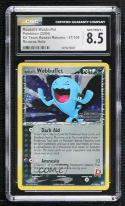 Wobbuffet Reverse Foil Pokemon EX Team Rocket Returns CGC 8.5 2004 - Image 1