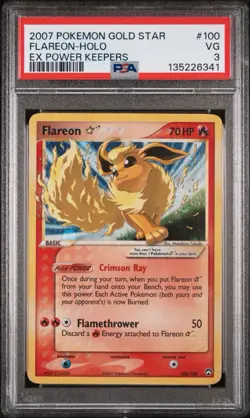 *SWIRL* 2007 POKEMON EX POWER KEEPERS GOLD STAR #100 FLAREON-HOLO PSA 3 - Image 1