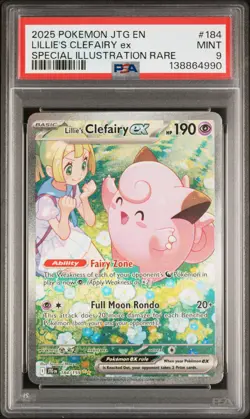 2025 POKEMON JTG EN-JOURNEY TOGETHER #184 LILLIE'S CLEFAIRY EX PSA 9 - Image 1