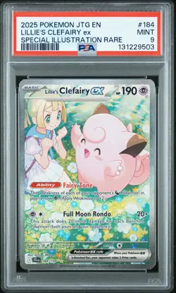 2025 POKEMON JTG EN-JOURNEY TOGETHER #184 LILLIE'S CLEFAIRY EX PSA 9 - Image 1