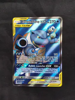 Pokemon: Cosmic Eclipse Ultra Rare Full Art: Blastoise & Piplup GX 214/236 - Image 1