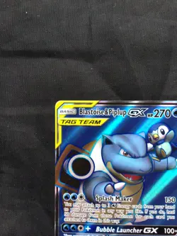 Pokemon: Cosmic Eclipse Ultra Rare Full Art: Blastoise & Piplup GX 214/236 - Image 2