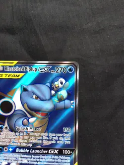 Pokemon: Cosmic Eclipse Ultra Rare Full Art: Blastoise & Piplup GX 214/236 - Image 3