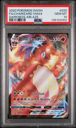Pokemon TCG Charizard VMAX Darkness Ablaze Holo Ultra Rare Card PSA 10, 020/189 - Image 1