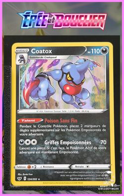 Carte Pokemon Coatox 124/202 Holo EB1 Epee et Bouclier FR - Image 1