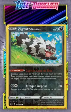Zigzaton de Galar Reverse-EB01:Epee et Bouclier- 117/202 -Carte Pokemon Neuve FR - Image 1