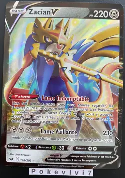 Carte Pokemon ZACIAN 138/202 Ultra Rare V Epee et Bouclier 1 EB01 FR NEUF - Image 1