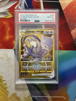 Pokemon Go 2022 Secret Rare Mewtwo VSTAR Card TCG #086 PSA 10 Gem Mint Fire - Image 1