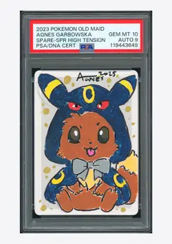 Pokemon PSA 10 AUTO 9 Spare Card Poncho Eevee Agnes Garbowska 2023 Old Maid - Image 1