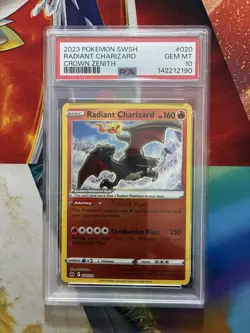 Pokemon Card Crown Zenith 2023 Radiant Charizard #20 PSA 10 Fire One Owner Fresh - Image 1