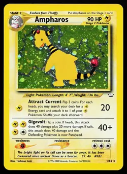 Ampharos 1/64 Holo Rare Neo Revelation Pokemon Card - Image 1