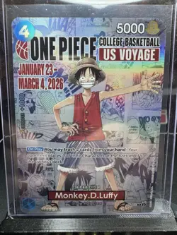 One Piece Monkey.D.Luffy College Basketball US Voyage Promo Card Ships Now! - Image 1