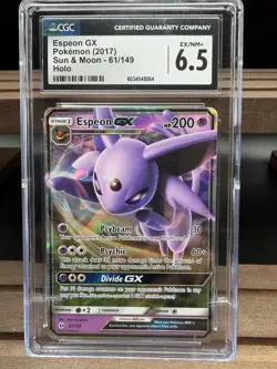 Pokemon Espeon GX TCG Sun & Moon Base Set Holo Ultra Rare Card 61/149 PSA 6 - Image 1