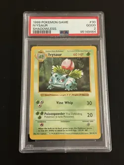 Pokemon TCG Ivysaur Base Set, Shadowless Uncommon Card 30/102 PSA 2 - Image 1
