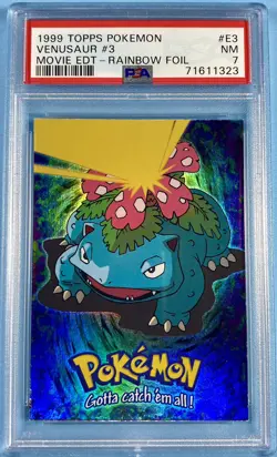 Pokemon Topps Venusaur E3 of 12 Movie Edition RAINBOW FOIL Holo - PSA 7 NM - Image 1