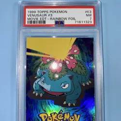 Pokemon Topps Venusaur E3 of 12 Movie Edition RAINBOW FOIL Holo - PSA 7 NM - Image 3
