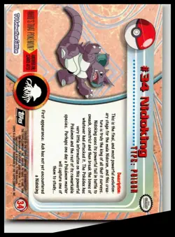 Rare Pokemon TV Animation Edition #34 Nidoking Foil Holo Topps Black Label - Image 2