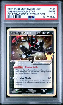 2021 POKEMON SWSH BLACK STAR PROMO #144 GRENINJA-GOLD STAR PSA 9 - Image 1