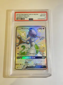 2019 POKEMON SUN & MOON HIDDEN FATES #SV59/SV94 MEWTWO GX SHINY VAULT RARE PSA 8 - Image 1