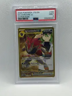 2025 POKEMON JTG EN-JOURNEY TOGETHER HYPER RARE #189 N'S ZOROARK EX PSA 9 - Image 1
