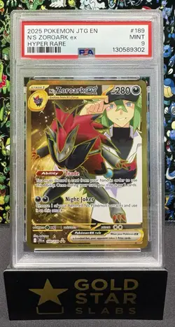 2025 POKEMON JTG EN-JOURNEY TOGETHER HYPER RARE #189 N'S ZOROARK EX PSA 9 - Image 1