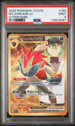 2025 Pokemon Jtg En-Journey Together #189 N'S Zoroark Ex Hyper Rare PSA 9 - Image 1