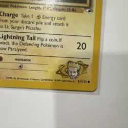 Pokemon TCG Lt. Surge's Pikachu 81/132 Common Regular Gym Heroes Ken Sugimori - Image 3