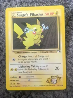 Pokemon TCG Lt. Surge's Pikachu Gym Heroes 81/132 Unlimited Common - Image 1