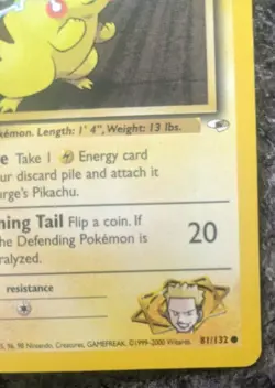 Pokemon TCG Lt. Surge's Pikachu Gym Heroes 81/132 Unlimited Common - Image 2