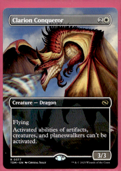 CLARION CONQUEROR BORDERLESS TARKIR: DRAGONSTORM DFT RARE DRAGON MTG 377 - Image 1