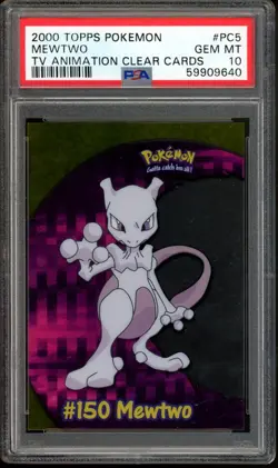 Mewtwo Pokemon 2000 Topps TV Animation Clear Cards English #PC5 PSA 10 - Image 1