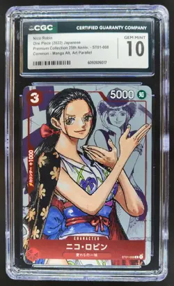 2022 ONE PIECE CCG JAPANESE NICO ROBIN MANGA ALT ART ST01-008 CGC 10 A PT - Image 1