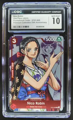 2022 ONE PIECE CCG NICO ROBIN 25TH PROMO ST01-008 CGC 10 A PT - Image 1