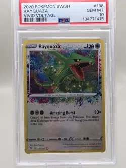 PSA 10 Pokemon TCG Rayquaza Amazing Rare Card 138/185 Vivid Voltage - Image 1