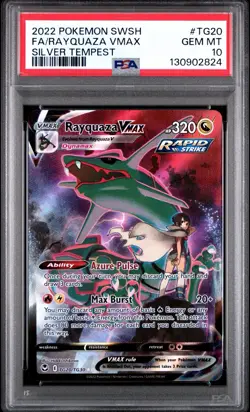 PSA 10 Graded Silver Tempest TG20/TG30 Rayquaza VMAX Alt Art Pokemon Card - Image 1